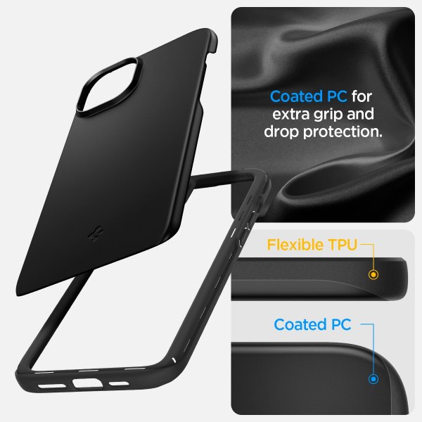 Spigen iPhone 15 Skal Thin Fit Svart