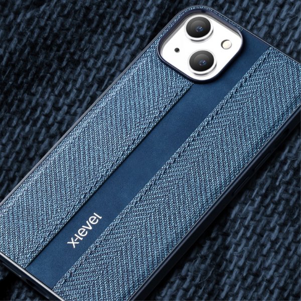 X-Level iPhone 15 Skal Tygtextur Blå