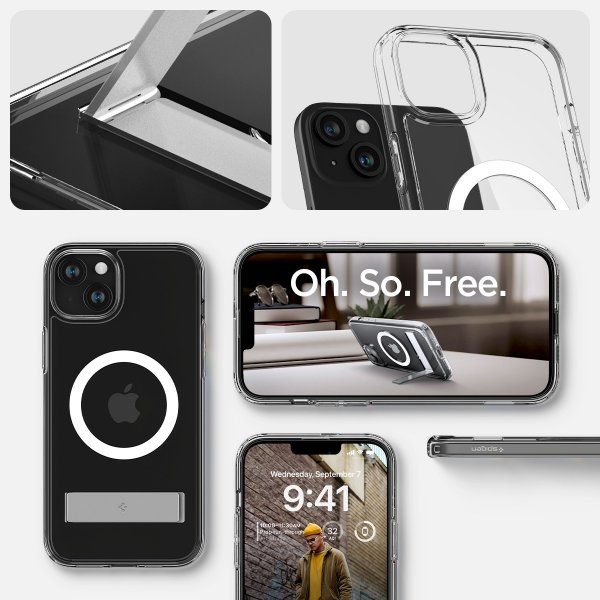 Spigen iPhone 15 Skal Ultra Hybrid S MagFit Crystal Clear