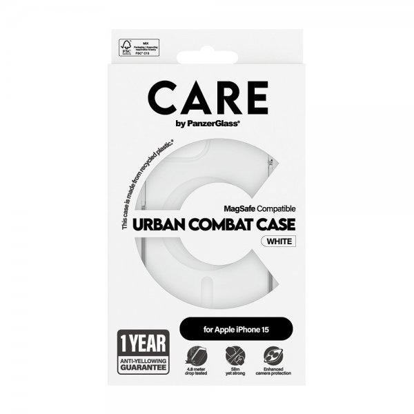 CARE by PanzerGlass iPhone 15 Skal Urban Combat MagSafe Vit