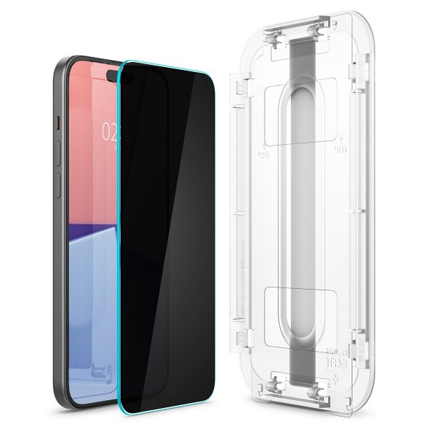 Spigen iPhone 15/iPhone 16 Skärmskydd GLAS.tR EZ Fit Privacy 2-pack