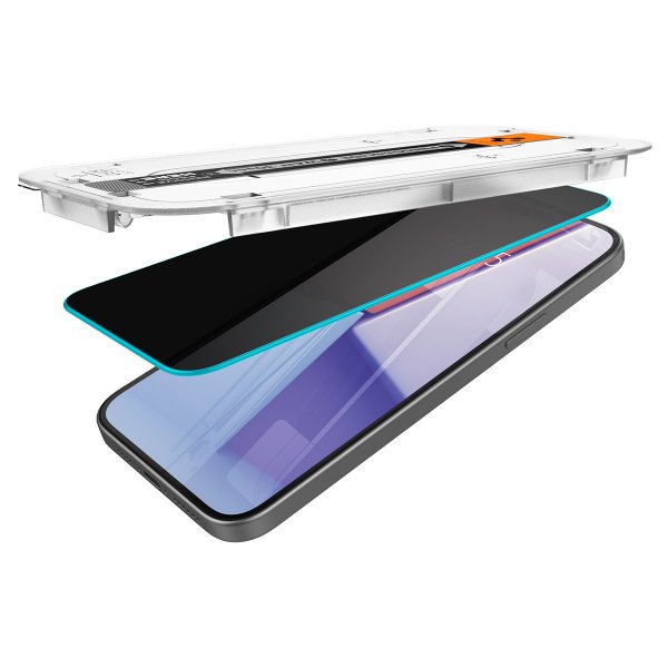 Spigen iPhone 15/iPhone 16 Skärmskydd GLAS.tR EZ Fit Privacy 2-pack