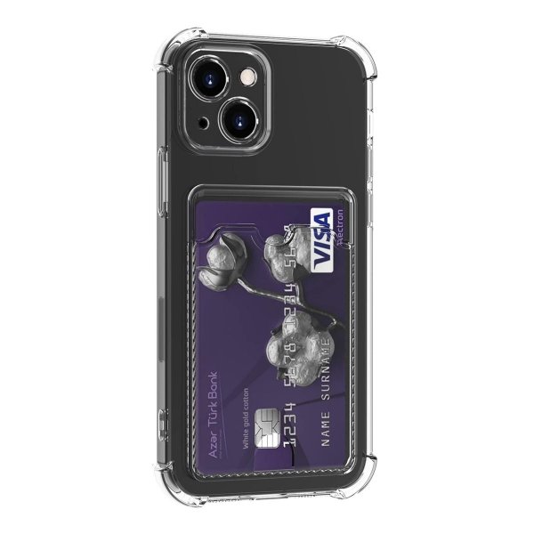 iPhone 15 Skal Korthållare Stöttåligt Transparent