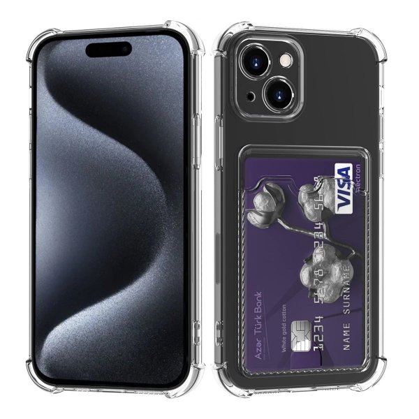 iPhone 15 Skal Korthållare Stöttåligt Transparent