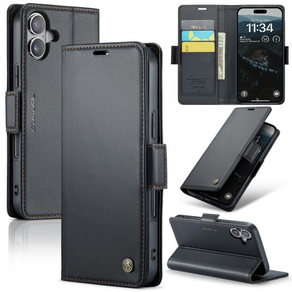 CaseMe iPhone 16 Fodral 023 Series Svart