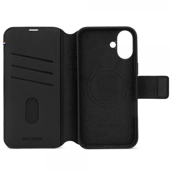 Decoded iPhone 16 Fodral Leather Detachable Wallet Svart