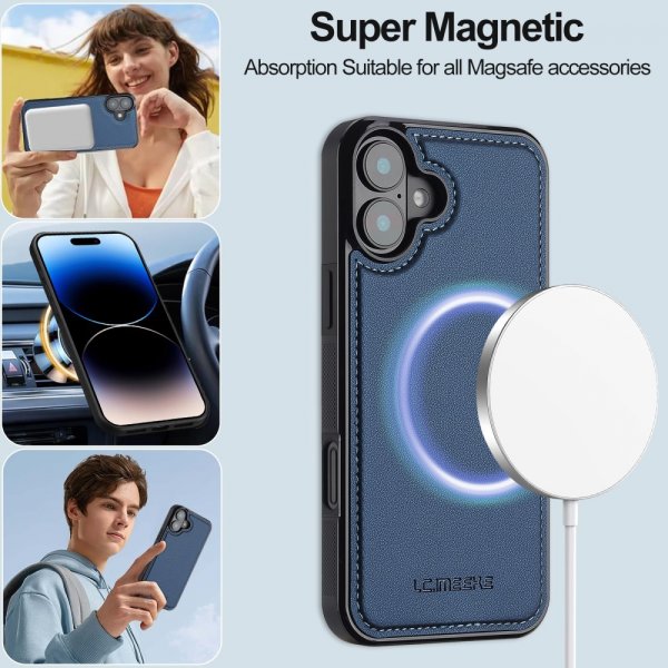 Lc.Imeeke iPhone 16 Fodral med Löstagbart Skal L2 Series MagSafe Blå