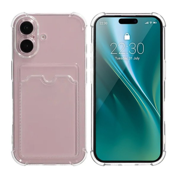 iPhone 16 Skal Korthållare Stöttåligt Transparent