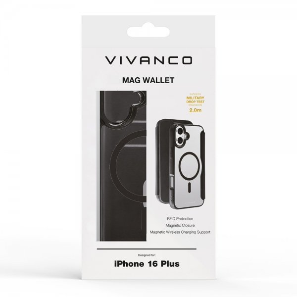 Vivanco iPhone 16 Plus Fodral Mag Wallet Svart