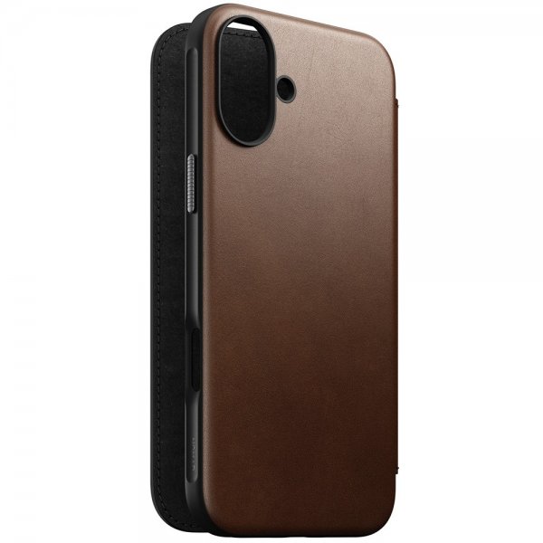 Nomad iPhone 16 Plus Fodral Modern Leather Folio Brun