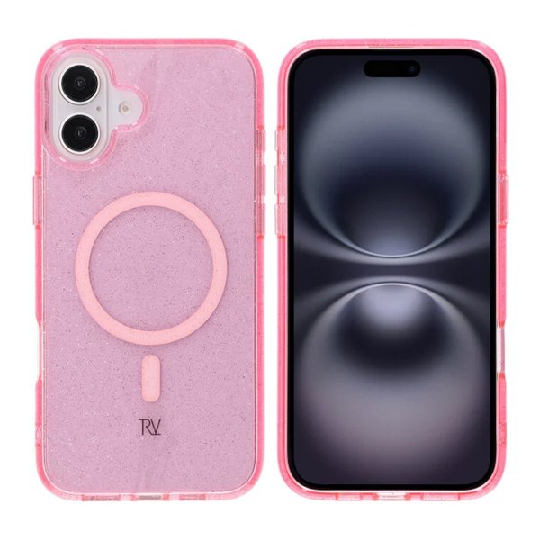 Rvelon iPhone 16 Plus Skal Glitter MagSafe Rosa