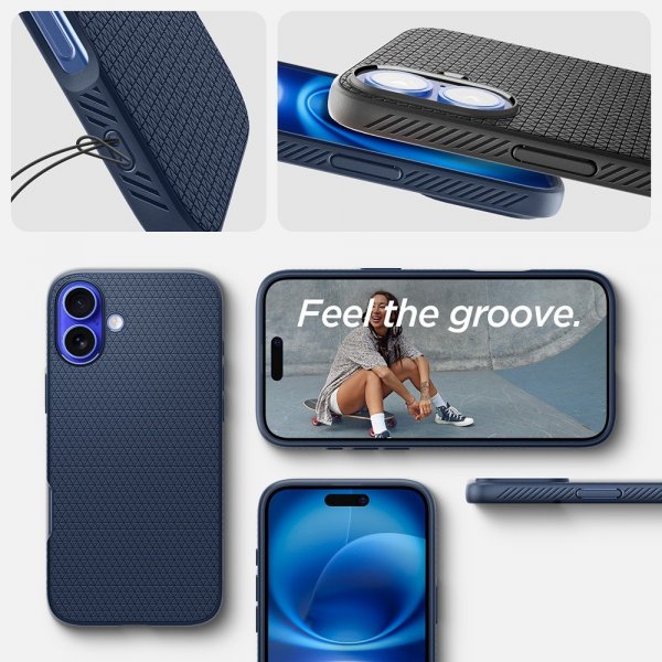 Spigen iPhone 16 Plus Skal Liquid Air Navy Blue