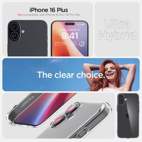 Spigen iPhone 16 Plus Skal Ultra Hybrid Crystal Clear