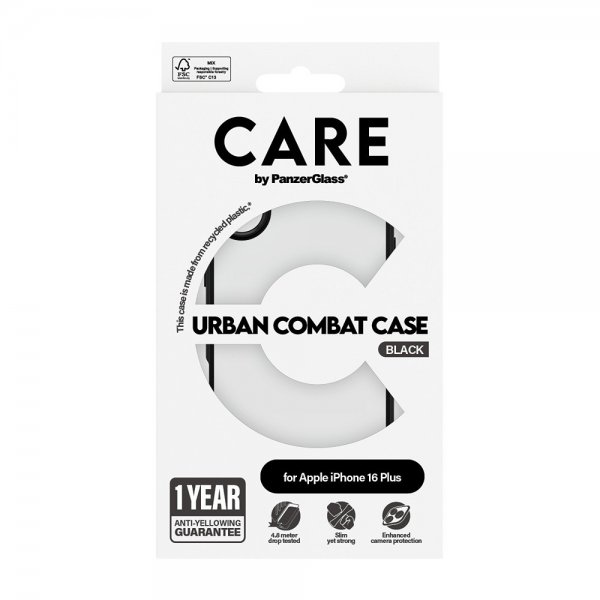 CARE by PanzerGlass iPhone 16 Plus Skal Urban Combat Svart