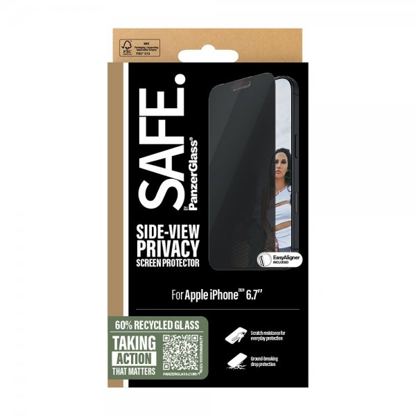 SAFE by PanzerGlass iPhone 16 Plus Skärmskydd Privacy EasyAligner