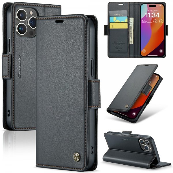 CaseMe iPhone 16 Pro Fodral 023 Series Svart