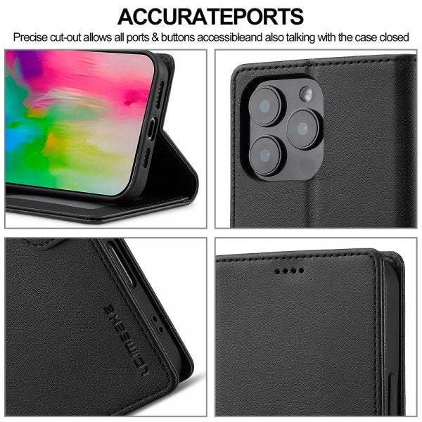 Lc.Imeeke iPhone 16 Pro Fodral med Kortfack Stativfunktion Svart