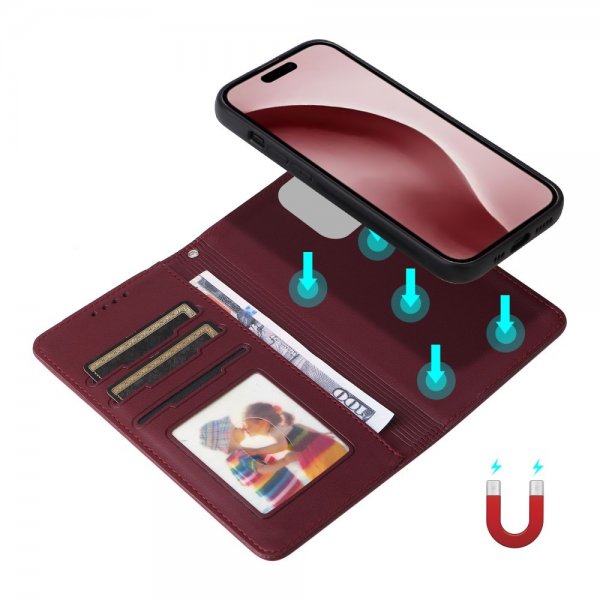 Betopnice iPhone 16 Pro Fodral med Löstagbart Skal 005 Röd