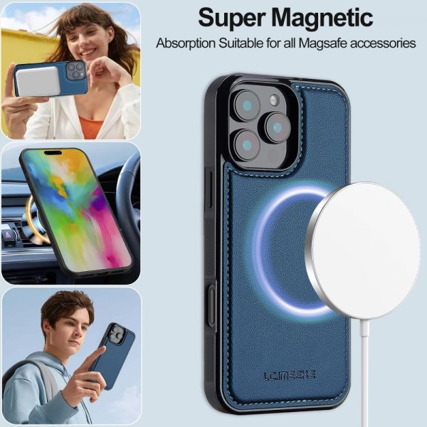 Lc.Imeeke iPhone 16 Pro Fodral med Löstagbart Skal L2 Series MagSafe Blå