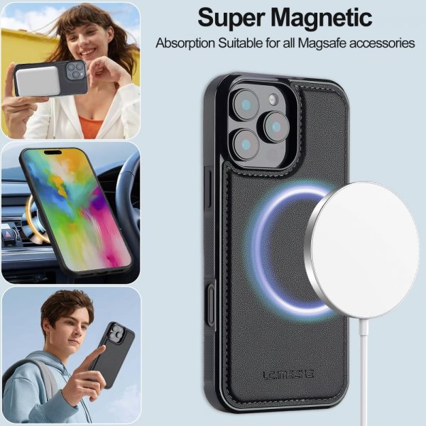 Lc.Imeeke iPhone 16 Pro Fodral med Löstagbart Skal L2 Series MagSafe Svart