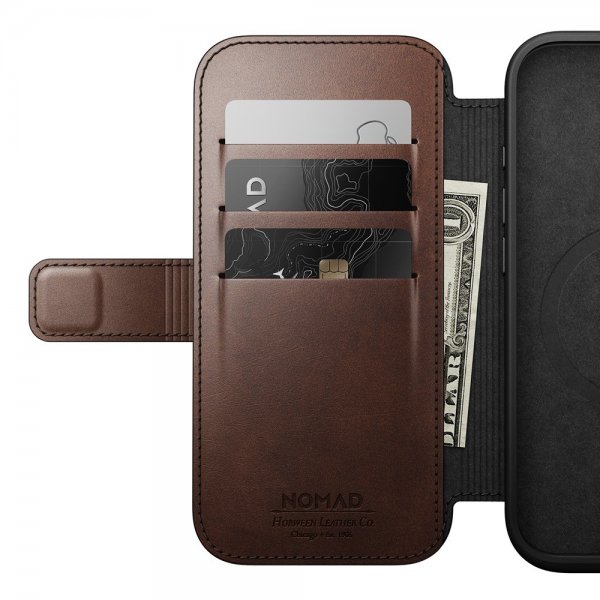Nomad iPhone 16 Pro Fodral Modern Leather Folio Horween Rustic Brown
