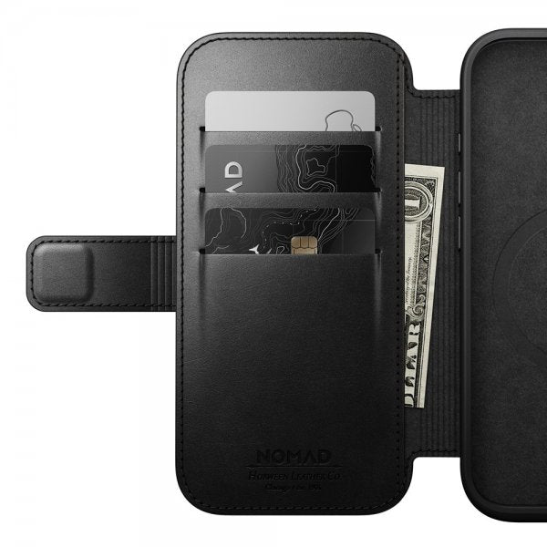 Nomad iPhone 16 Pro Fodral Modern Leather Folio Horween Svart