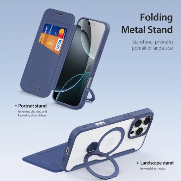 Dux Ducis iPhone 16 Pro Fodral Skin X Pro Series Kickstand MagSafe Blå