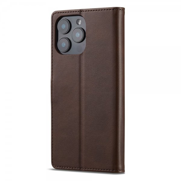 Lc.Imeeke iPhone 16 Pro Max Fodral med Kortfack Stativfunktion Mörkbrun