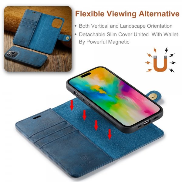 Dg.Ming iPhone 16 Pro Max Fodral med Löstagbart Skal Blå