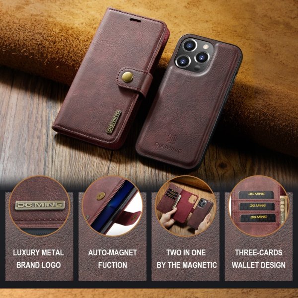Dg.Ming iPhone 16 Pro Max Fodral med Löstagbart Skal Röd