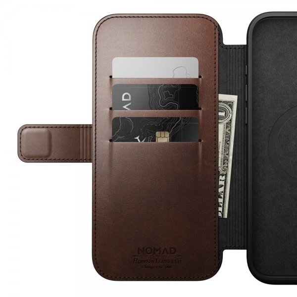Nomad iPhone 16 Pro Max Fodral Modern Leather Folio Horween Rustic Brown