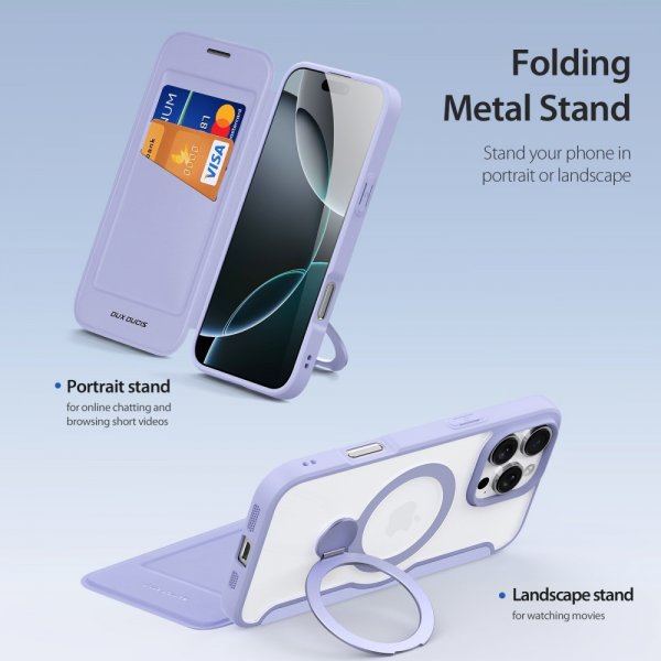 Dux Ducis iPhone 16 Pro Max Fodral Skin X Pro Series Kickstand MagSafe Lila