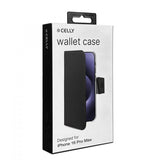 Celly iPhone 16 Pro Max Fodral Wally Wallet Case Svart