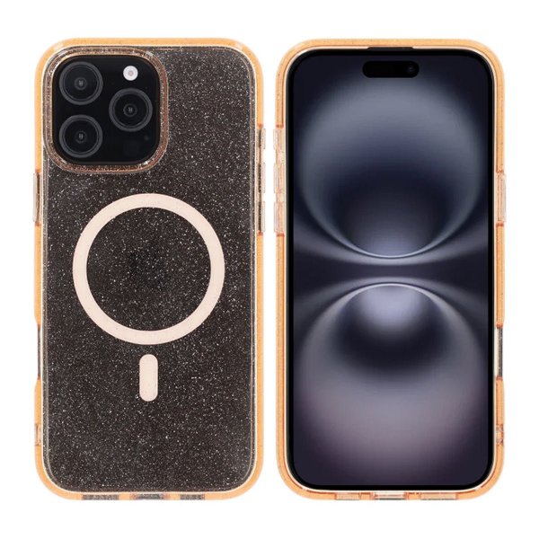 Rvelon iPhone 16 Pro Max Skal Glitter MagSafe Guld