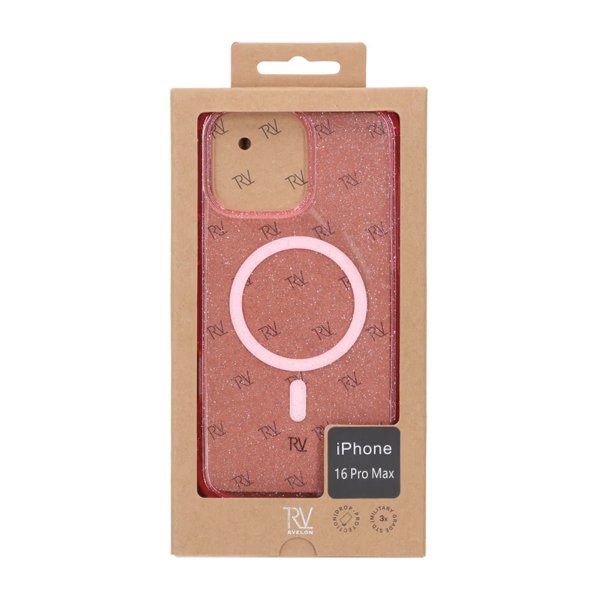 Rvelon iPhone 16 Pro Max Skal Glitter MagSafe Rosa