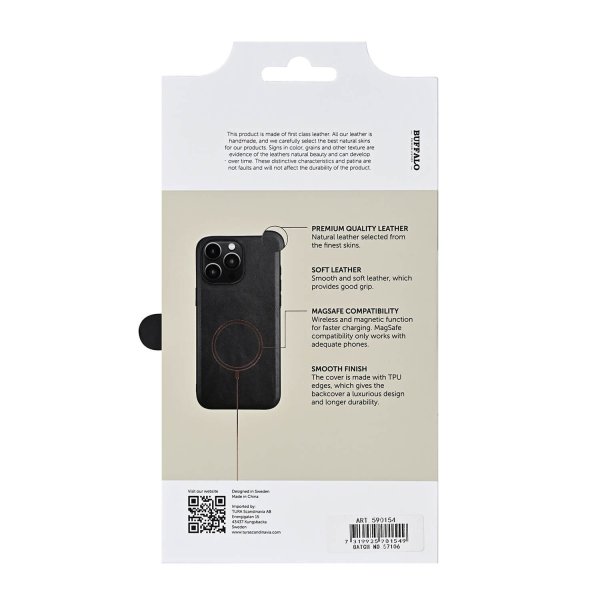Buffalo iPhone 16 Pro Max Skal Äkta läder MagSeries Svart