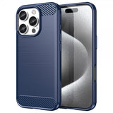 iPhone 16 Pro Max Skal Borstad Kolfibertextur Blå