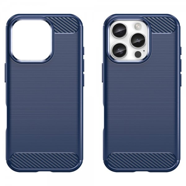 iPhone 16 Pro Max Skal Borstad Kolfibertextur Blå