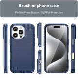 iPhone 16 Pro Max Skal Borstad Kolfibertextur Blå