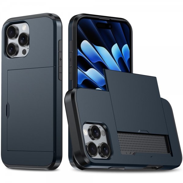 iPhone 16 Pro Max Skal Card Slide Blå