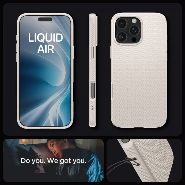 Spigen iPhone 16 Pro Max Skal Liquid Air Natural Titanium