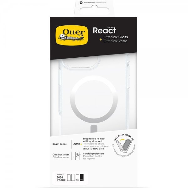 Otterbox iPhone 16 Pro Max Skal med Skärmskydd React MagSafe + Glass