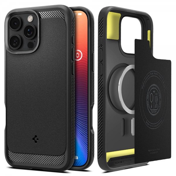 Spigen iPhone 16 Pro Max Skal Rugged Armor MagFit Matte Black