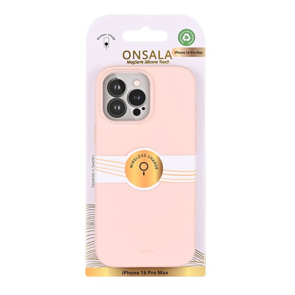 Onsala iPhone 16 Pro Max Skal Silikonkänsla Chalk Pink