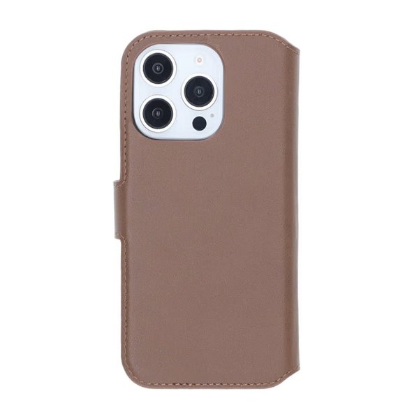 Rvelon iPhone 16 Pro Fodral Äkta läder Kortfack Brun