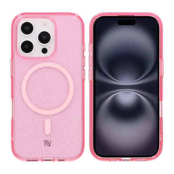 Rvelon iPhone 16 Pro Skal Glitter MagSafe Rosa