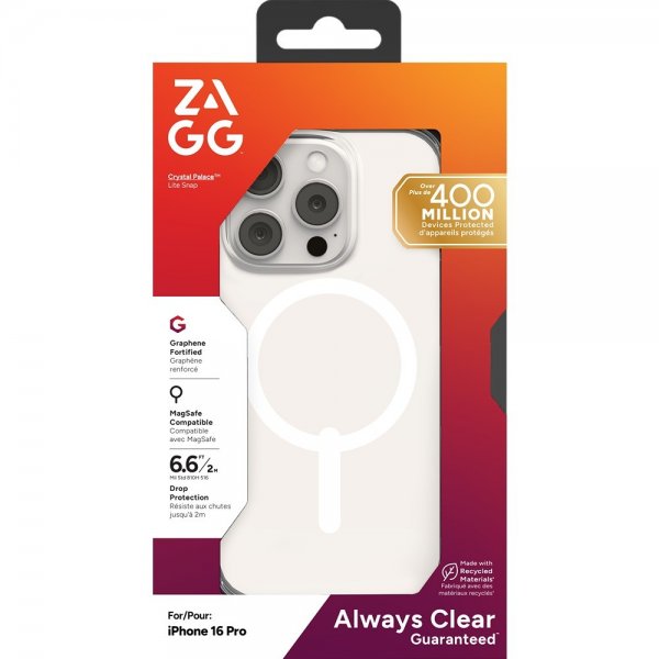 ZAGG iPhone 16 Pro Skal Crystal Palace Lite Snap Transparent