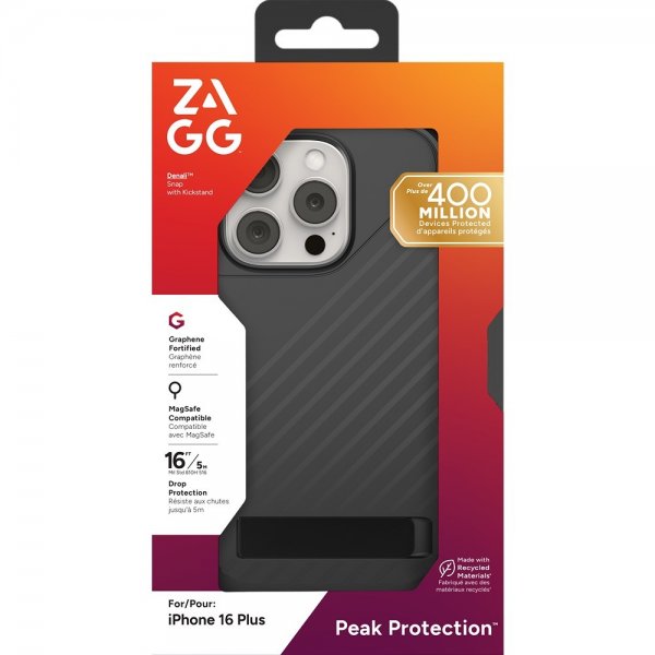ZAGG iPhone 16 Pro Skal Denali Snap Kickstand Svart