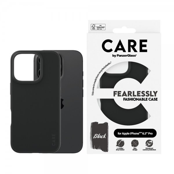 CARE by PanzerGlass iPhone 16 Pro Skal Fashionable Svart