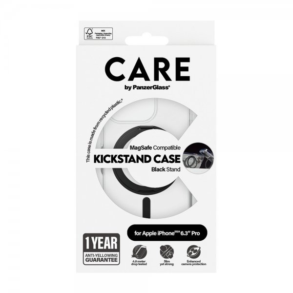 CARE by PanzerGlass iPhone 16 Pro Skal Kickstand MagSafe Svart